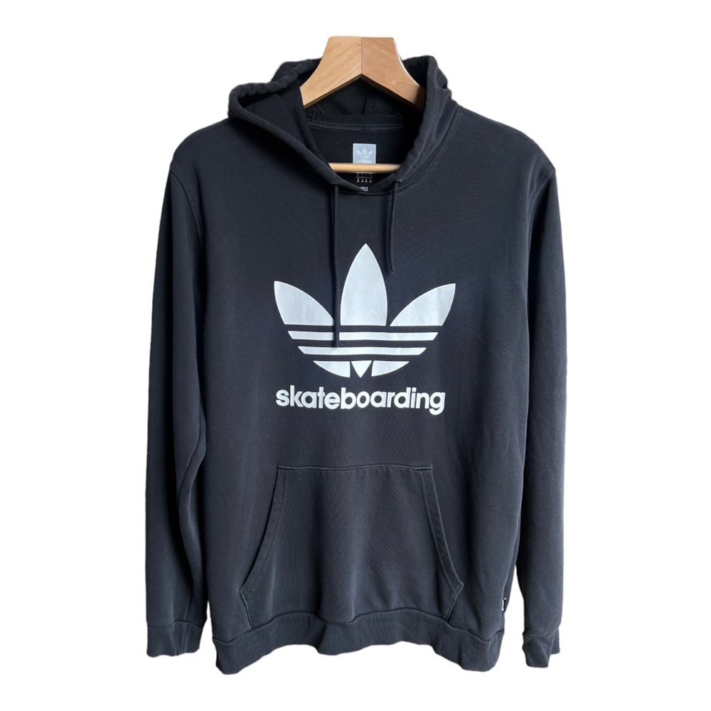 Adidas Skateboarding Men’s Black Trefoil Hoodie Lightweight Sweatshirt, Medium - Picture 1 of 10